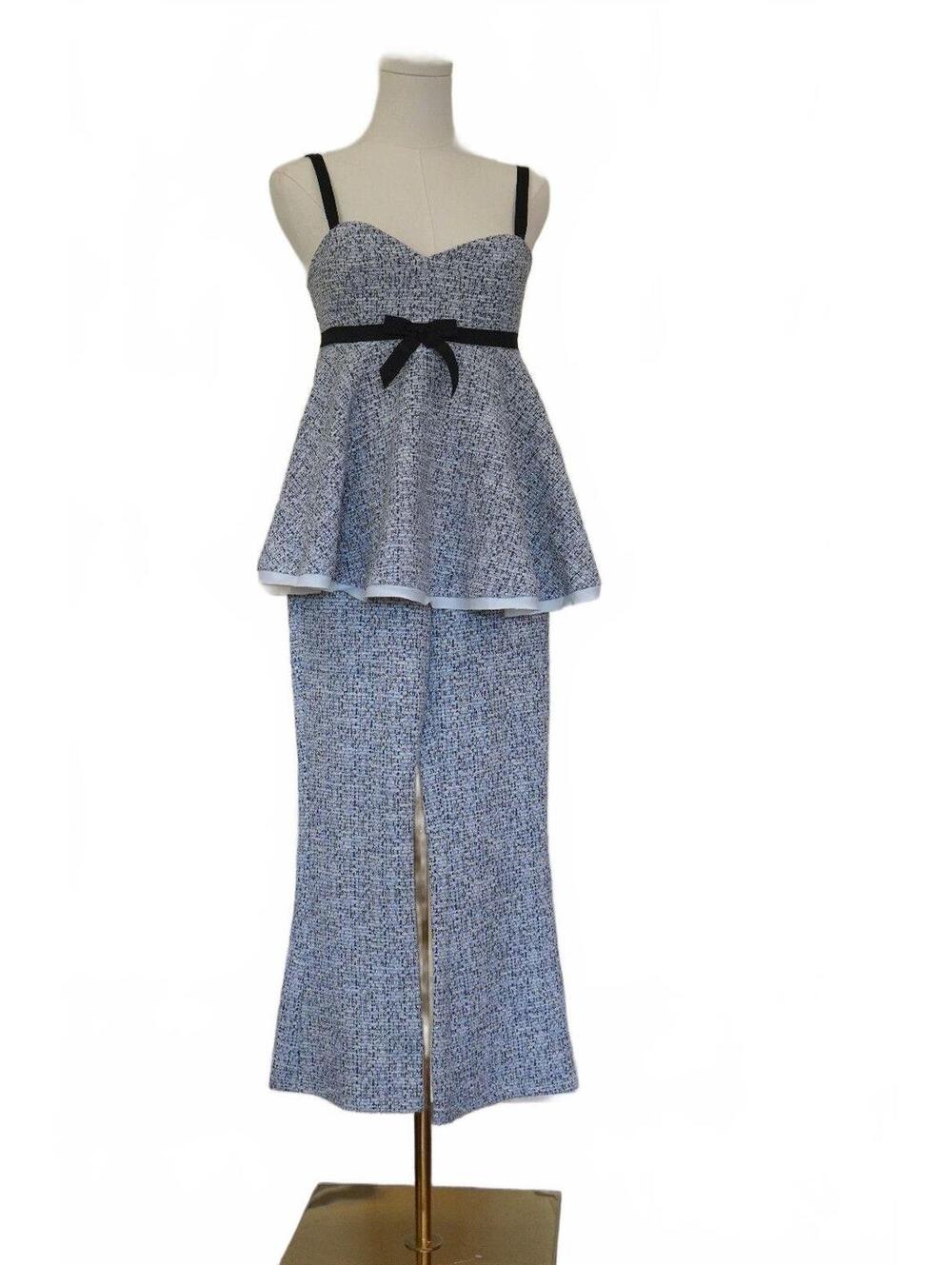 Zara Tweed Bow Peplum Top‎ & Flare Pant Set NWT Sz M/S